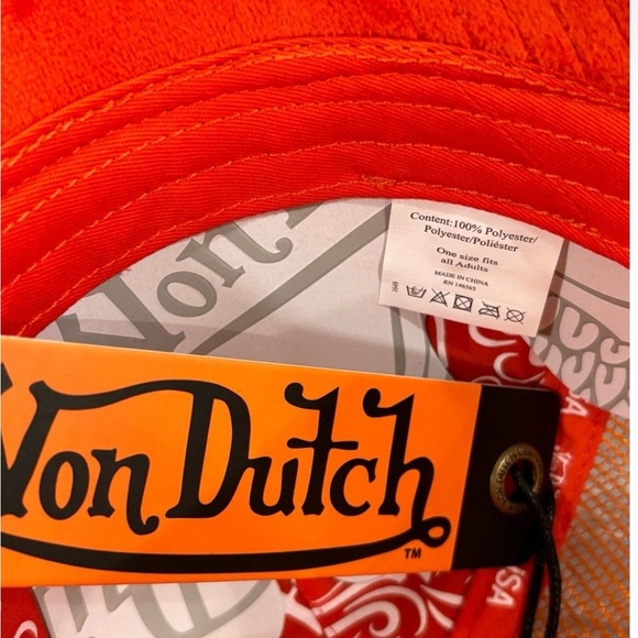 Von Dutch Hollywood Patch Orange VELVET Trucker Hat| Adjustable/Snapback|NEW/NWT main image 11